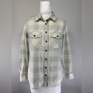 Roots Park Plaid Flannel Shirt with Corduroy Elbow Patches